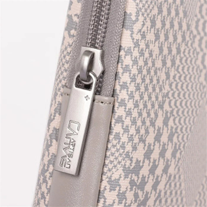 CANVASARTISAN L21-453 Houndstooth Pattern Zipper Laptop Sleeve Bag Notebook Protective Cover with Small Bag - Pink Edge/for 11-inch Laptop - 7