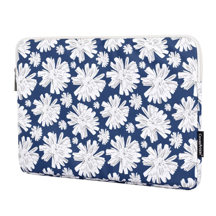 CANVASARTISAN H34-T0111 Chrysanthemum Pattern Laptop Sleeve Zipper Carrying Case with Small Bag - Blue/for 11-inch Laptop - 4