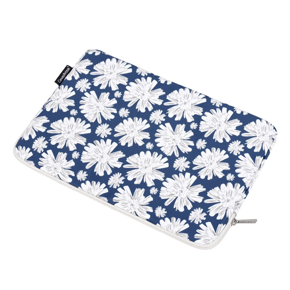 CANVASARTISAN H34-T0111 Chrysanthemum Pattern Laptop Sleeve Zipper Carrying Case with Small Bag - Blue/for 11-inch Laptop - 5