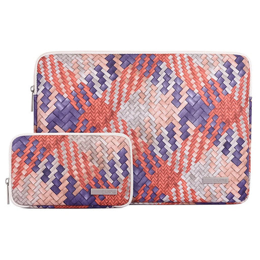 CANVASARTISAN G5-T0121 Woven Pattern Notebook Case Anti-scratch Laptop Sleeve with Small Bag - Orange/for 11-inch Laptop - 1