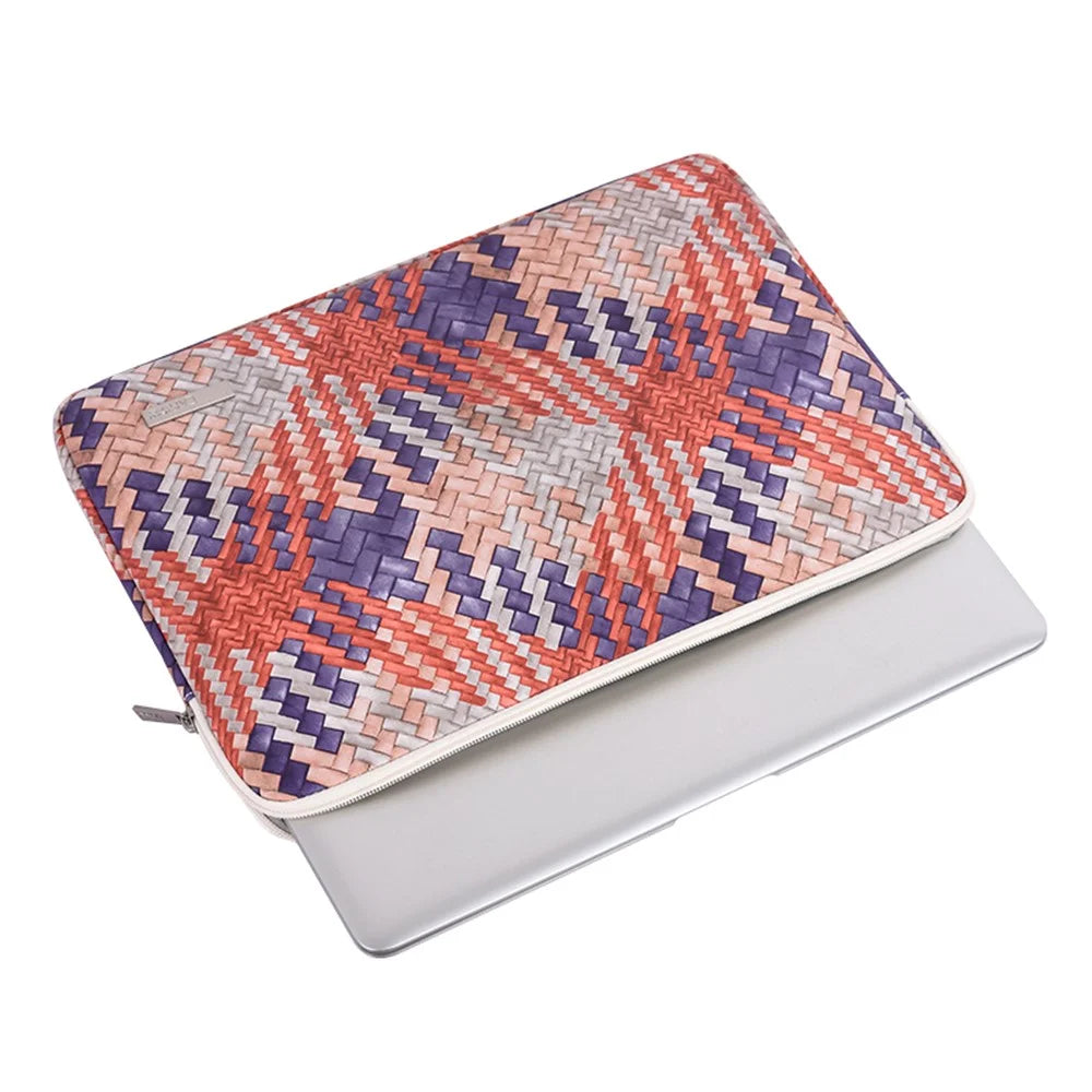 CANVASARTISAN G5-T0121 Woven Pattern Notebook Case Anti-scratch Laptop Sleeve with Small Bag - Orange/for 11-inch Laptop - 4