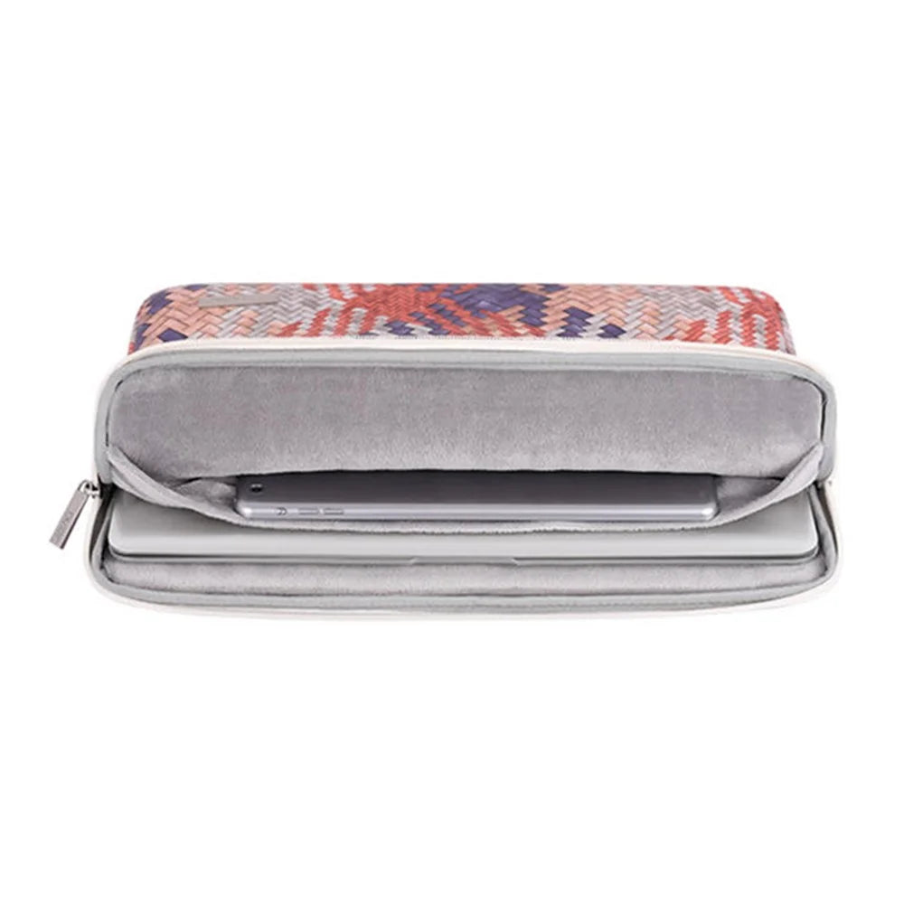 CANVASARTISAN G5-T0121 Woven Pattern Notebook Case Anti-scratch Laptop Sleeve with Small Bag - Orange/for 11-inch Laptop - 5