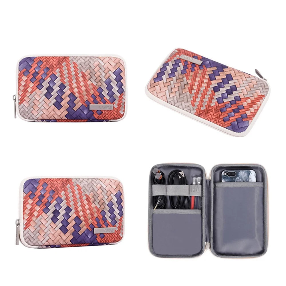 CANVASARTISAN G5-T0121 Woven Pattern Notebook Case Anti-scratch Laptop Sleeve with Small Bag - Orange/for 11-inch Laptop - 6