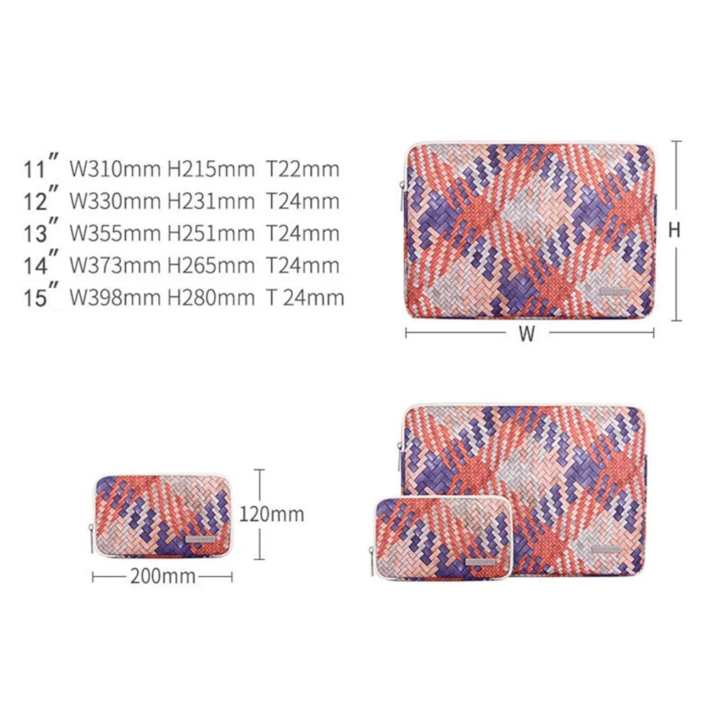CANVASARTISAN G5-T0121 Woven Pattern Notebook Case Anti-scratch Laptop Sleeve with Small Bag - Orange/for 11-inch Laptop - 7