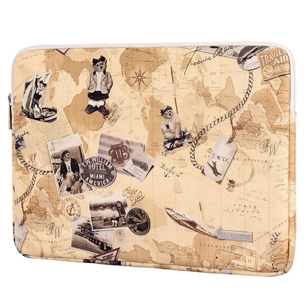 CANVASARTISAN G3-T0121 Postcard Design Laptop Sleeve Bag Notebook Computer Case with Small Bag - Brown/for 11-inch Laptop - 2