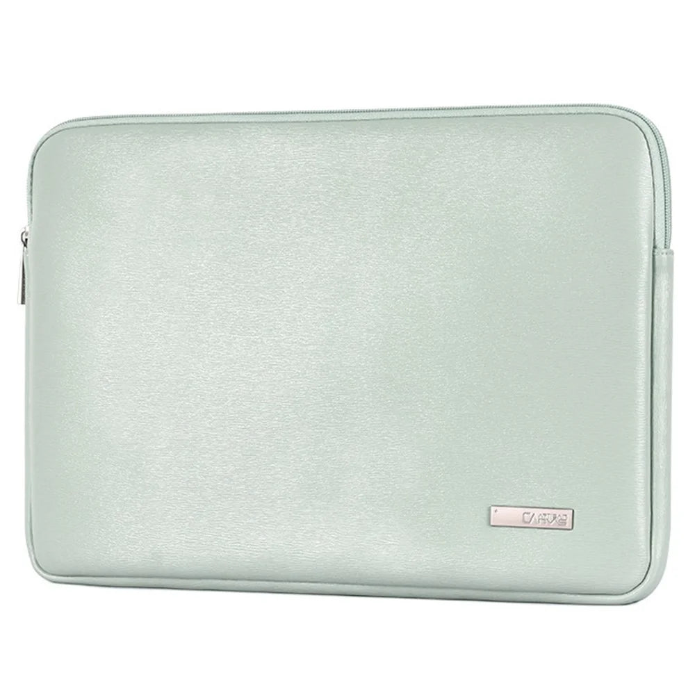 CANVASARTISAN L6-451 PU Leather Zipper Laptop PC Sleeve Notebook Case Protective Cover with Small Bag - Green/for 11-inch Laptop - 2
