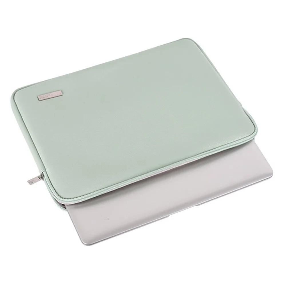 CANVASARTISAN L6-451 PU Leather Zipper Laptop PC Sleeve Notebook Case Protective Cover with Small Bag - Green/for 11-inch Laptop - 5
