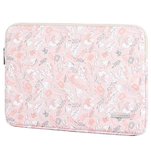 CANVASARTISAN G4-T0121 PU Leather Anti-scratch Notebook Case Flower Leaf Pattern Laptop Sleeve with Small Bag - Light Pink/for 11-inch Laptop - 2