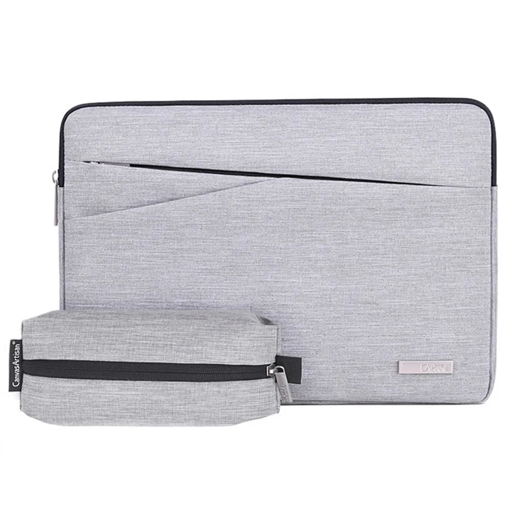 CANVASARTISAN L2-110 Cloth Texture Side Pocket Laptop Sleeve Notebook Bag with Small Bag - Light Grey/for 13-inch Laptop - 1