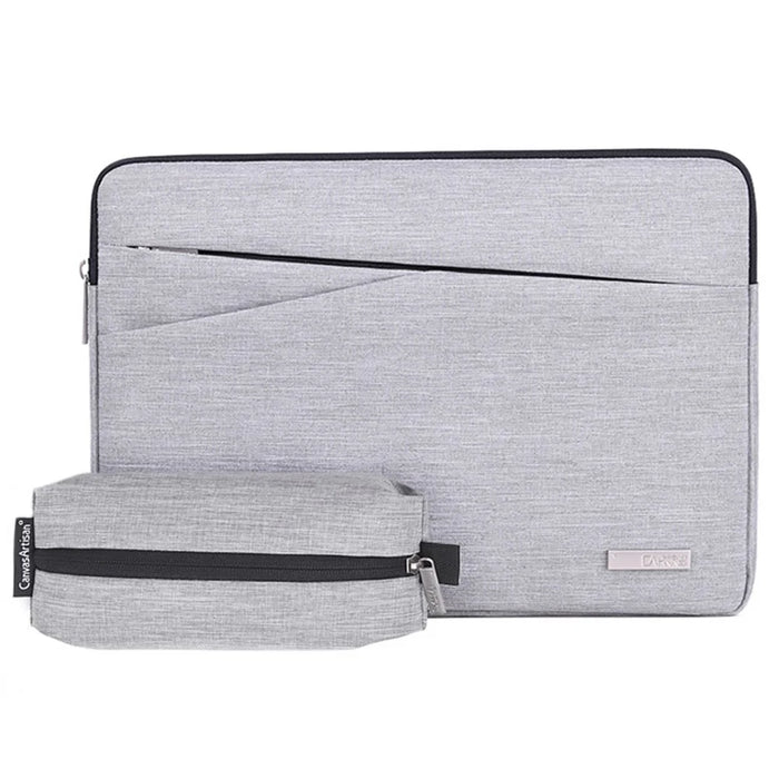 CANVASARTISAN L2-110 Cloth Texture Side Pocket Laptop Sleeve Notebook Bag with Small Bag - Light Grey/for 13-inch Laptop - 1