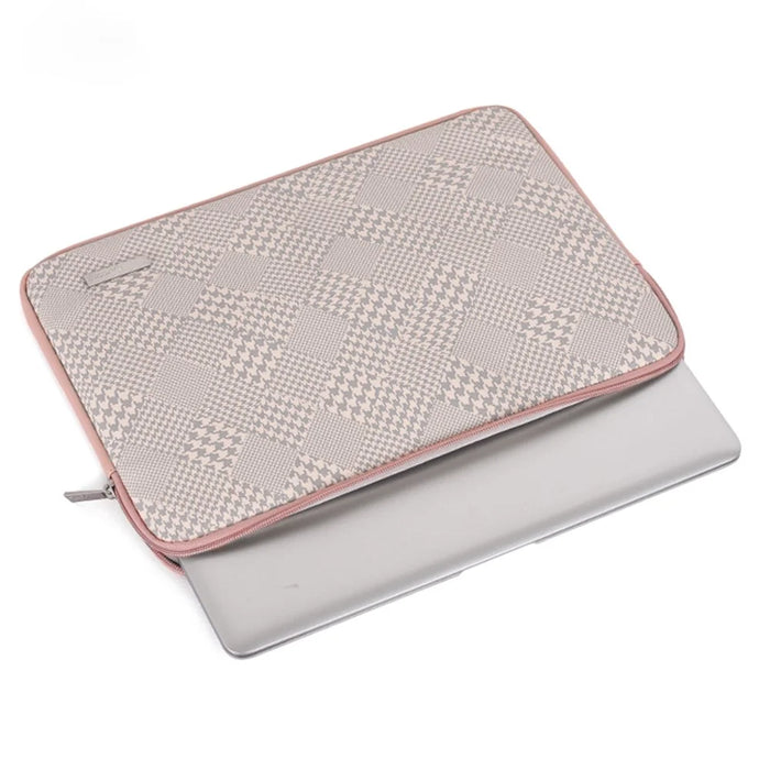 CANVASARTISAN L21-04 Houndstooth Pattern Protective Laptop Sleeve Notebook Case - Pink Edge/for 11-inch Laptop - 5
