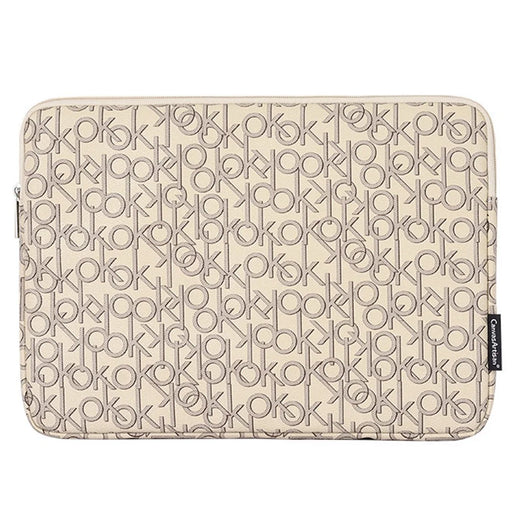 CANVASARTISAN G61-01 Letter OK Printed PU Leather Laptop Sleeve Protective Cover Notebook Case - Khaki/for 11-inch Laptop - 1