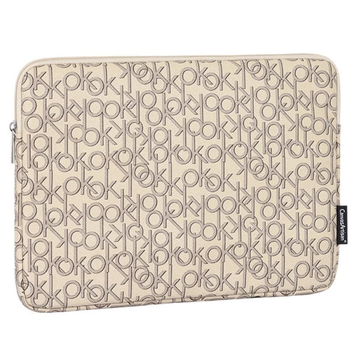 CANVASARTISAN G61-01 Letter OK Printed PU Leather Laptop Sleeve Protective Cover Notebook Case - Khaki/for 11-inch Laptop - 2