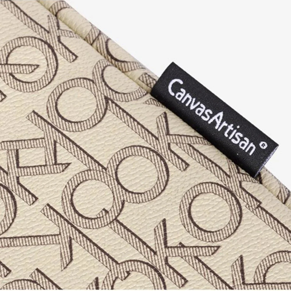CANVASARTISAN G61-01 Letter OK Printed PU Leather Laptop Sleeve Protective Cover Notebook Case - Khaki/for 11-inch Laptop - 4