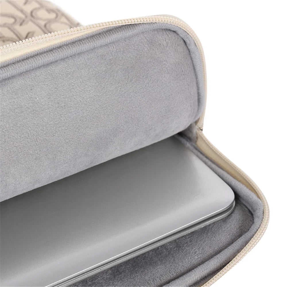 CANVASARTISAN G61-01 Letter OK Printed PU Leather Laptop Sleeve Protective Cover Notebook Case - Khaki/for 11-inch Laptop - 6