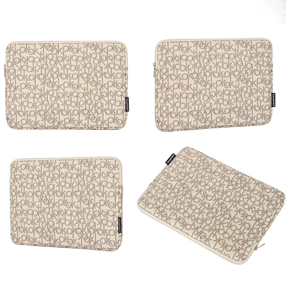 CANVASARTISAN G61-01 Letter OK Printed PU Leather Laptop Sleeve Protective Cover Notebook Case - Khaki/for 11-inch Laptop - 7