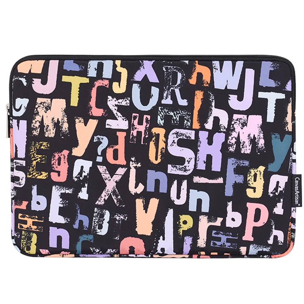CANVASARTISAN H18-01 Letters Printing Scratch-resistant Laptop Sleeve Notebook Carrying Case - Black/for 11-inch Laptop - 1