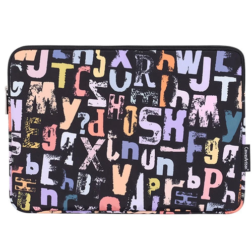 CANVASARTISAN H18-01 Letters Printing Scratch-resistant Laptop Sleeve Notebook Carrying Case - Black/for 11-inch Laptop - 1