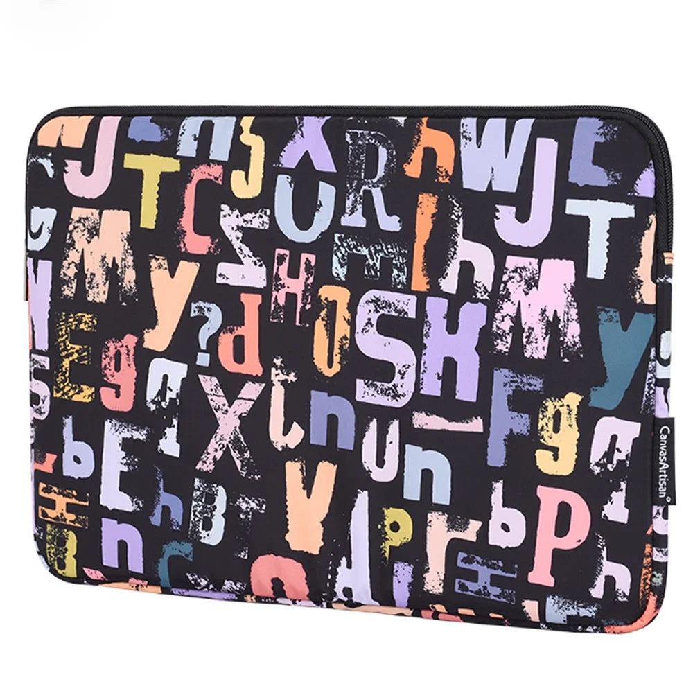 CANVASARTISAN H18-01 Letters Printing Scratch-resistant Laptop Sleeve Notebook Carrying Case - Black/for 11-inch Laptop - 2