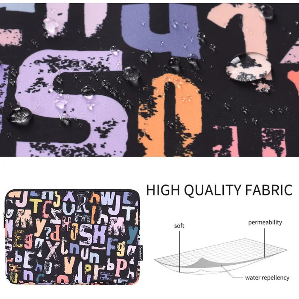CANVASARTISAN H18-01 Letters Printing Scratch-resistant Laptop Sleeve Notebook Carrying Case - Black/for 11-inch Laptop - 3