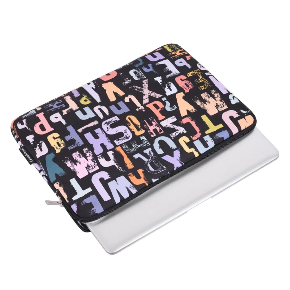 CANVASARTISAN H18-01 Letters Printing Scratch-resistant Laptop Sleeve Notebook Carrying Case - Black/for 11-inch Laptop - 4