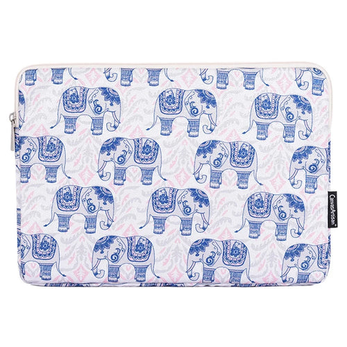 CANVASARTISAN H27-01 Elephant Printing Laptop Protective Sleeve Ultra-thin Notebook PC Bag - White/for 11-inch Laptop - 1