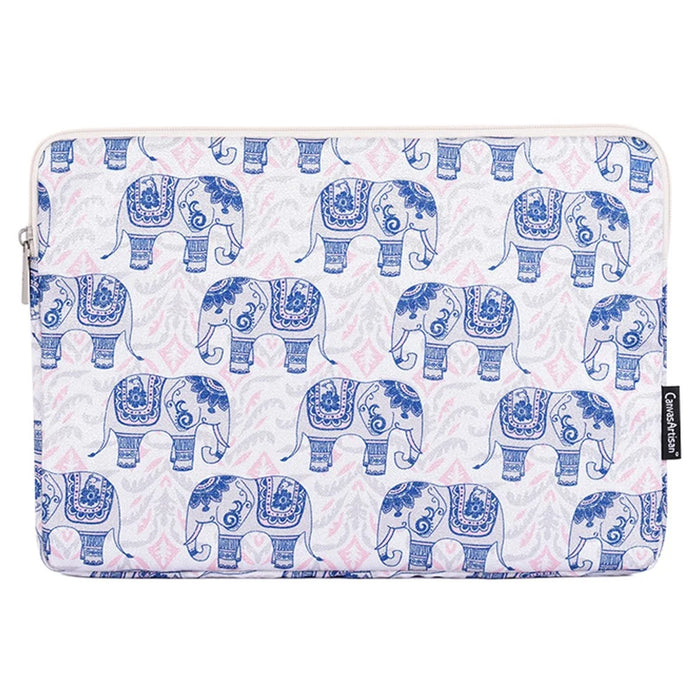 CANVASARTISAN H27-01 Elephant Printing Laptop Protective Sleeve Ultra-thin Notebook PC Bag - White/for 11-inch Laptop - 1
