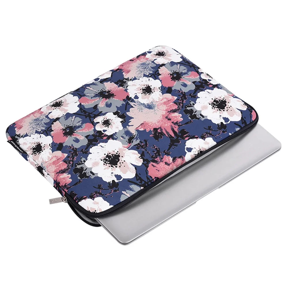 CANVASARTISAN H43-01 Laptop Sleeve Case Watercolor Flower Printing Notebook Carrying Bag - Blue/for 11-inch Laptop - 4