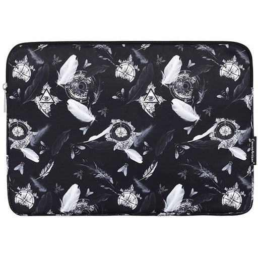 CANVASARTISAN H8-01 Windbell Feather Printing Laptop PC Protective Sleeve Carrying Bag - Black/for 11-inch Laptop - 1