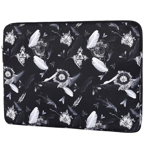 CANVASARTISAN H8-01 Windbell Feather Printing Laptop PC Protective Sleeve Carrying Bag - Black/for 11-inch Laptop - 2