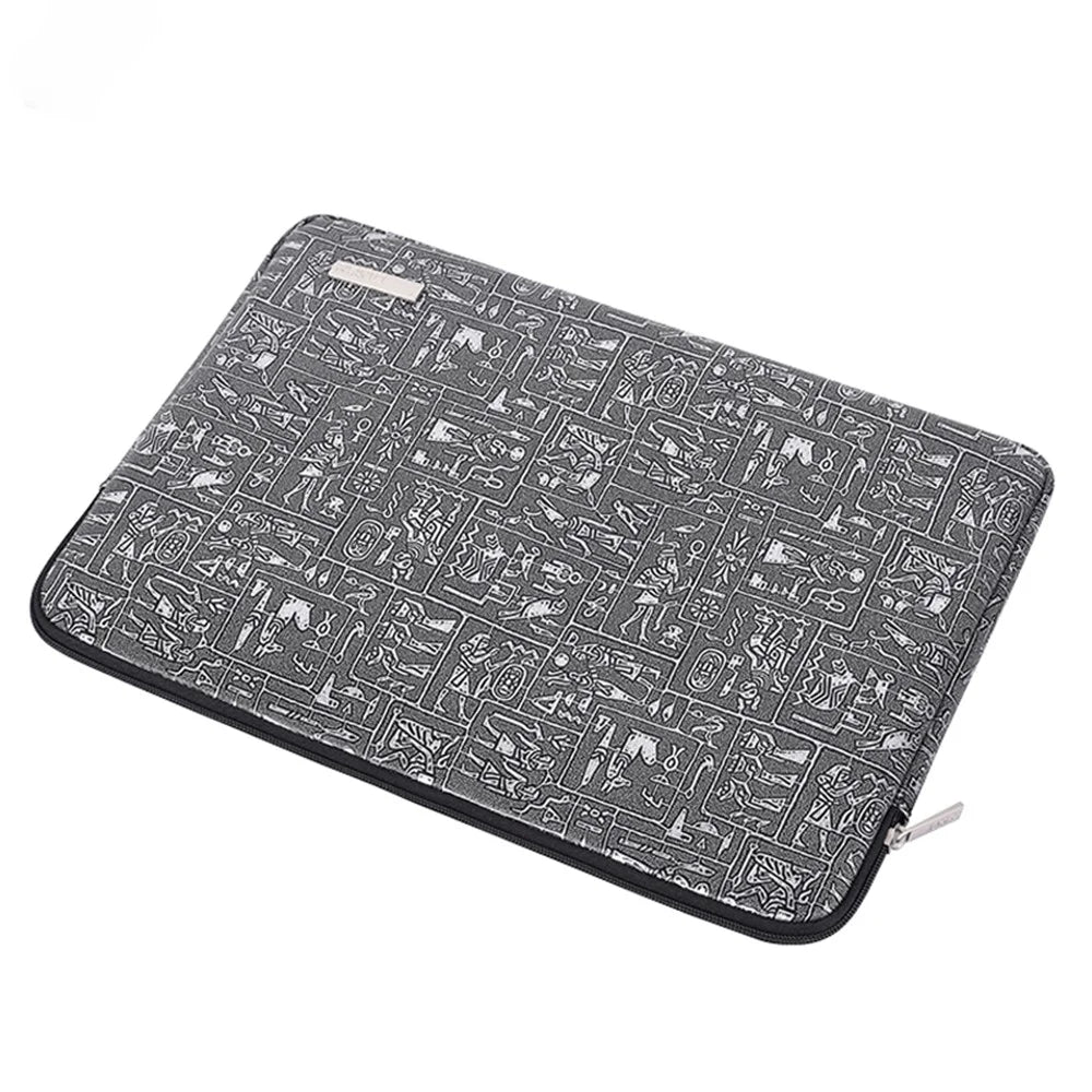 CANVASARTISAN L27-04 Egypt Style Pattern Printing Laptop Sleeve Bag Zipper Closure Notebook Protective Case - Grey/for 11-inch Laptop - 4