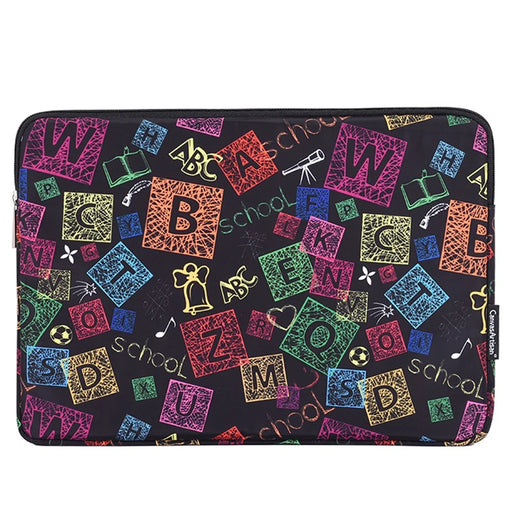 CANVASARTISAN H17-01 Colorful Letters Printing Laptop Sleeve Computer Storage Bag - Black/for 11-inch Laptop - 1