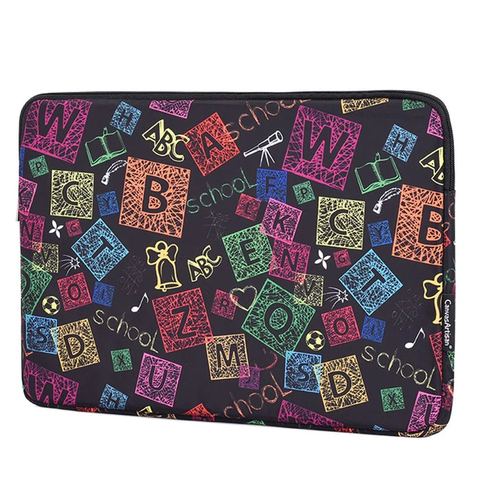 CANVASARTISAN H17-01 Colorful Letters Printing Laptop Sleeve Computer Storage Bag - Black/for 11-inch Laptop - 2