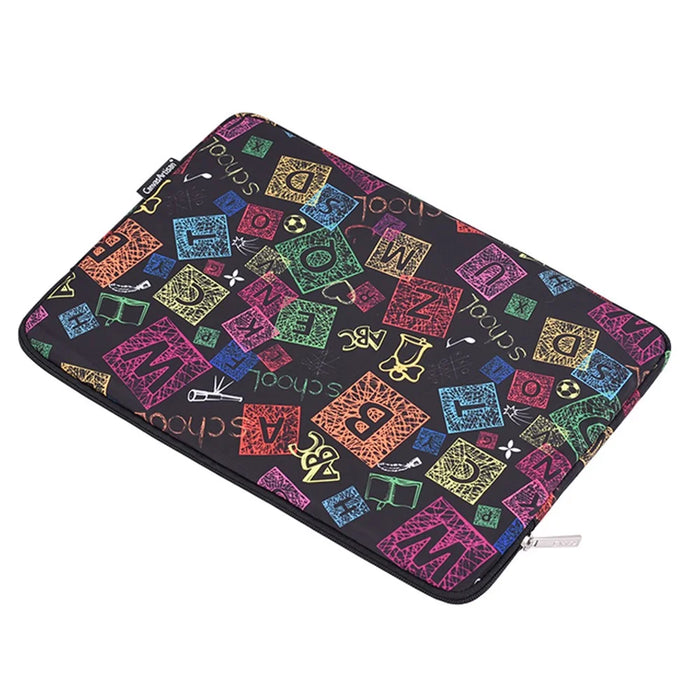 CANVASARTISAN H17-01 Colorful Letters Printing Laptop Sleeve Computer Storage Bag - Black/for 11-inch Laptop - 3