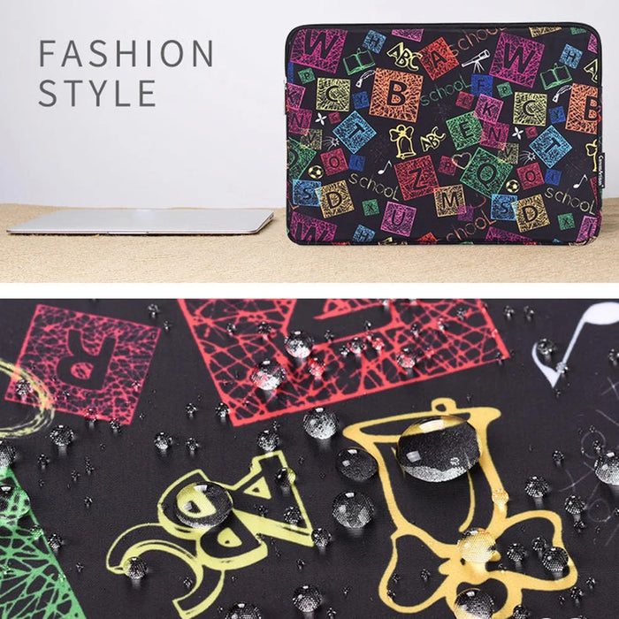 CANVASARTISAN H17-01 Colorful Letters Printing Laptop Sleeve Computer Storage Bag - Black/for 11-inch Laptop - 6
