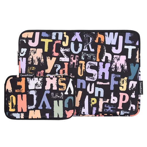 CANVASARTISAN H18-T0121 Laptop Sleeve Letters Printing Ultra Slim Notebook Case with Small Bag - Black/for 11-inch Laptop - 1