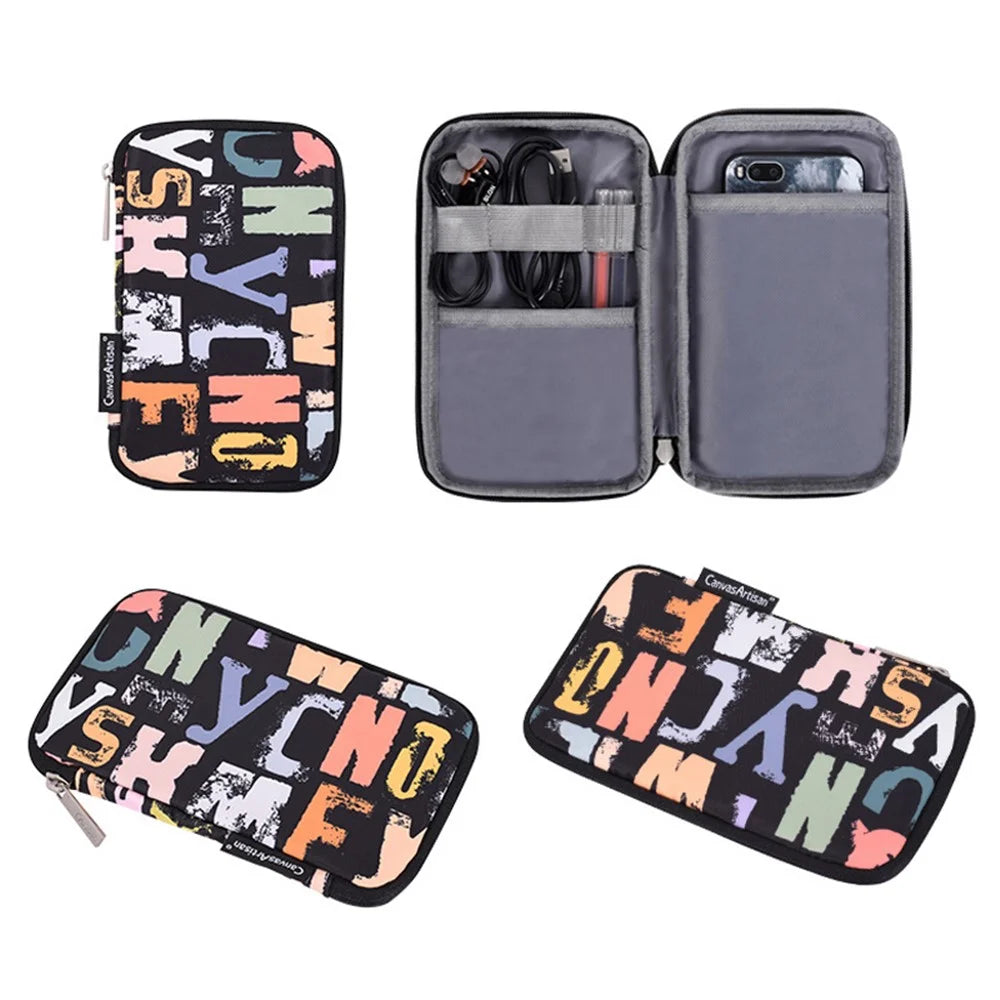CANVASARTISAN H18-T0121 Laptop Sleeve Letters Printing Ultra Slim Notebook Case with Small Bag - Black/for 11-inch Laptop - 6