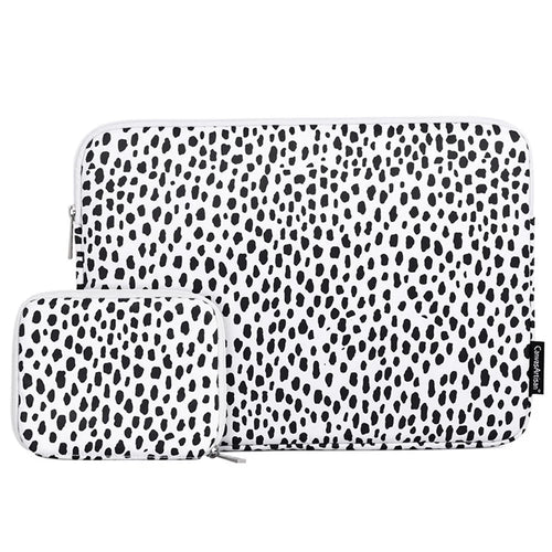 CANVASARTISAN H36-T0123 Dots Printing Shockproof Notebook Laptop Sleeve Carrying Case with Small Bag - White/for 11-inch Laptop - 1