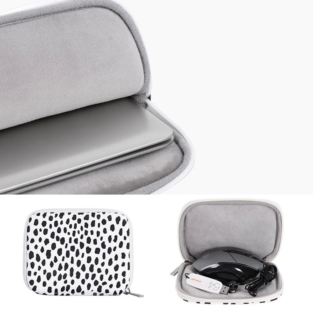 CANVASARTISAN H36-T0123 Dots Printing Shockproof Notebook Laptop Sleeve Carrying Case with Small Bag - White/for 11-inch Laptop - 5
