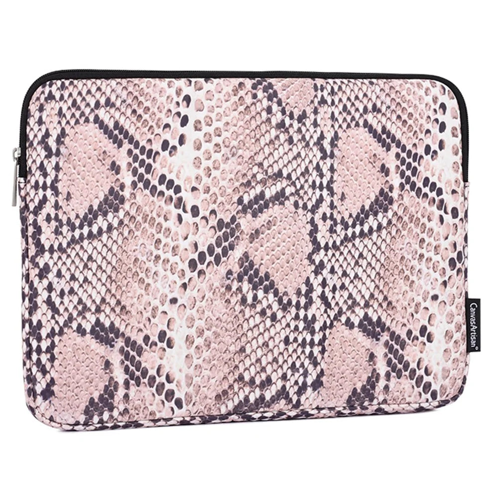 CANVASARTISAN H38-T0123 Snake Pattern Polyester Notebook Case Laptop Bag Protective Sleeve with Small Bag - Pink/for 11-inch Laptop - 2