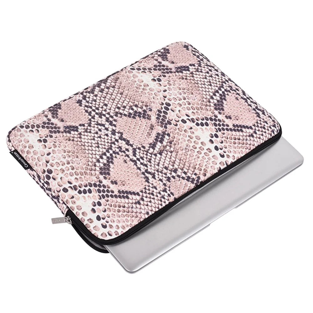 CANVASARTISAN H38-T0123 Snake Pattern Polyester Notebook Case Laptop Bag Protective Sleeve with Small Bag - Pink/for 11-inch Laptop - 3