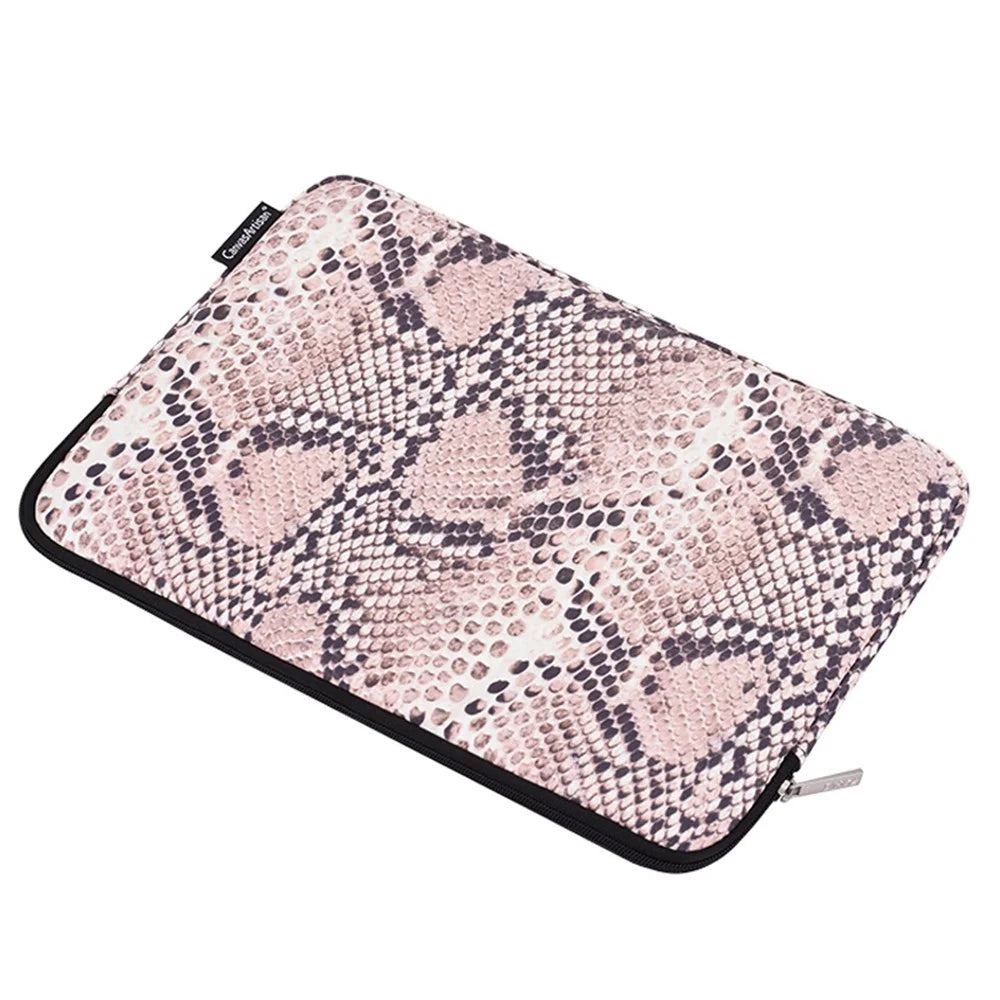 CANVASARTISAN H38-T0123 Snake Pattern Polyester Notebook Case Laptop Bag Protective Sleeve with Small Bag - Pink/for 11-inch Laptop - 7