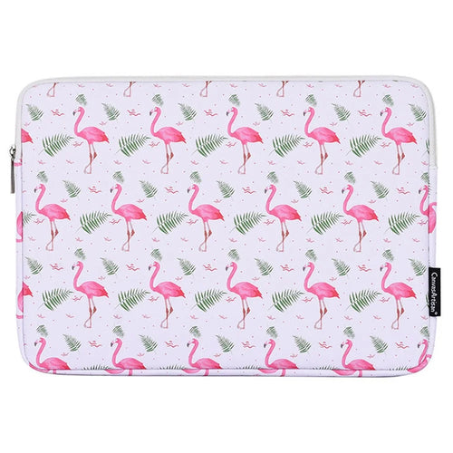 CANVASARTISAN G57-01 PU Leather Laptop Sleeve Shockproof Notebook Case Bag with Bird Leaf Pattern - White/for 11-inch Laptop - 1