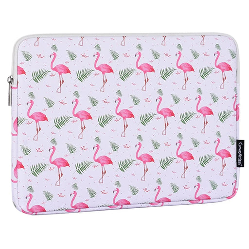 CANVASARTISAN G57-01 PU Leather Laptop Sleeve Shockproof Notebook Case Bag with Bird Leaf Pattern - White/for 11-inch Laptop - 2
