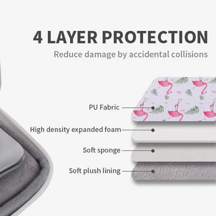 CANVASARTISAN G57-01 PU Leather Laptop Sleeve Shockproof Notebook Case Bag with Bird Leaf Pattern - White/for 11-inch Laptop - 4