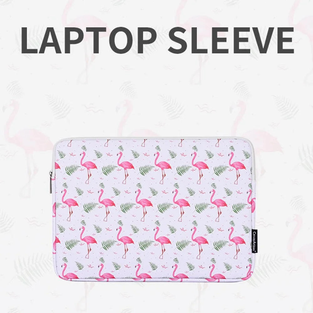 CANVASARTISAN G57-01 PU Leather Laptop Sleeve Shockproof Notebook Case Bag with Bird Leaf Pattern - White/for 11-inch Laptop - 6
