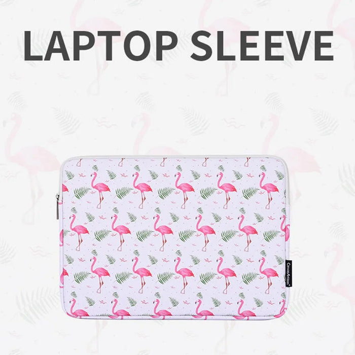 CANVASARTISAN G57-01 PU Leather Laptop Sleeve Shockproof Notebook Case Bag with Bird Leaf Pattern - White/for 11-inch Laptop - 6