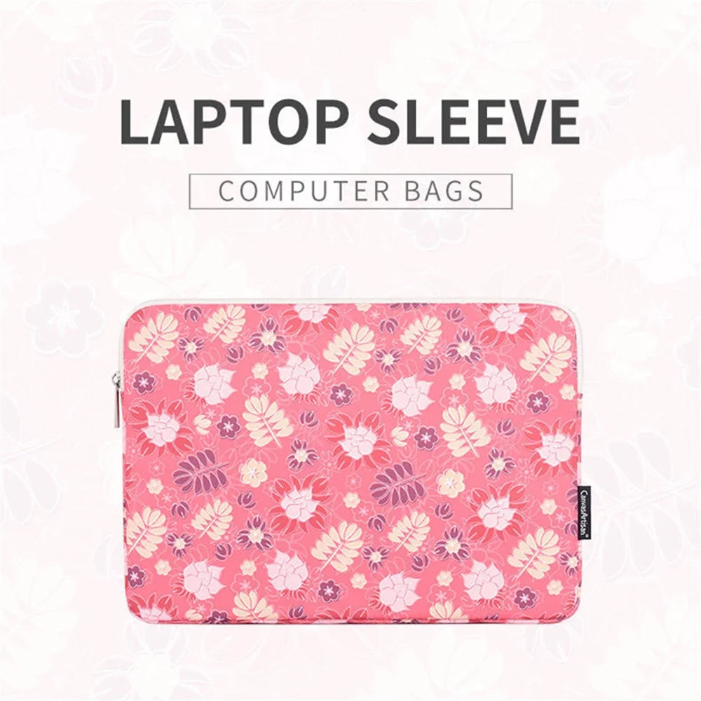 CANVASARTISAN H24-01 Printing Leaf Flower Pattern Laptop Sleeve Notebook Carrying Bag Travel Bag - for 11'' Laptop - 2