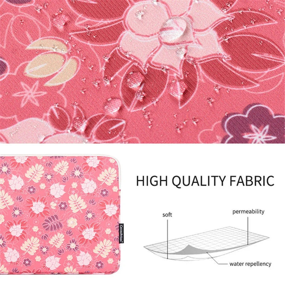 CANVASARTISAN H24-01 Printing Leaf Flower Pattern Laptop Sleeve Notebook Carrying Bag Travel Bag - for 11'' Laptop - 4