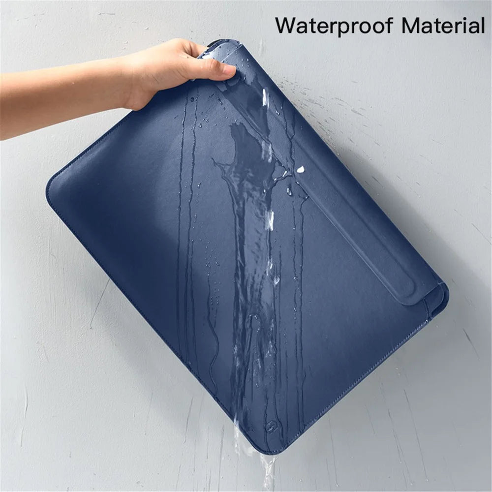 WIWU Skin Pro II Series Notebook Sleeve Bag for MacBook Pro 14 inch 2021 Waterproof Slim PU Leather Laptop Cover - Blue - 5